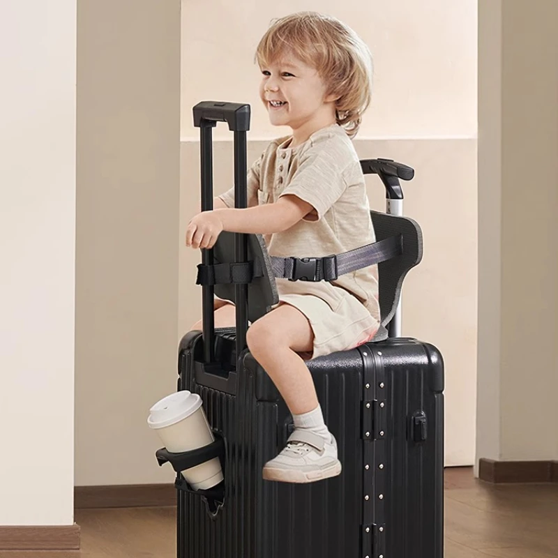 Parent-child Travel Suitcase Kids Can Sit and Ride Kids Luggage with Cup Holder USB Trolley Case Lazy Walking Boarding Suitcases