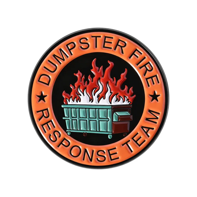Round colored English letter badges, cartoon flame garbage can pattern pins, accessories for clothing bags, gifts for friends