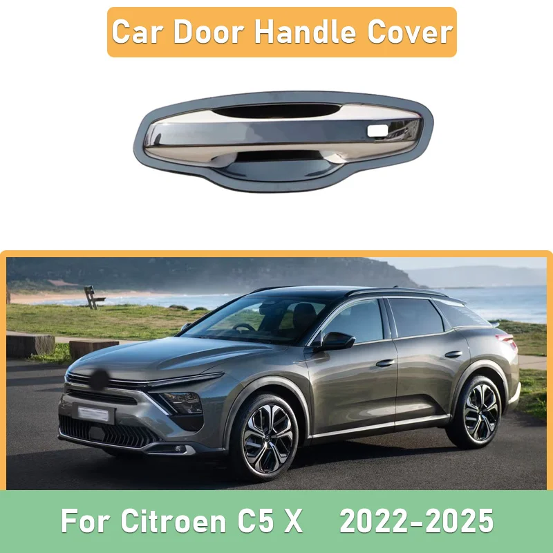 

For Citroen C5 X Versailles C5X 2022~2025 Door Handle Protective Sticker Stainless Steel Door Bowl Cover Dedicated Accessories