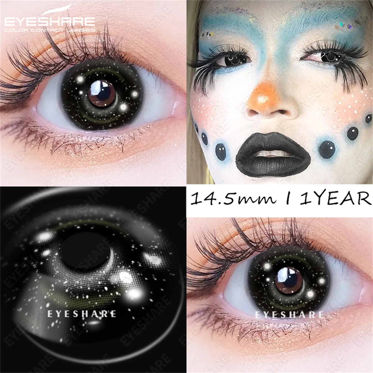 EYESHARE Halloween Colored Contact Lenses Crazy Red Contact Lenses Anime Black Eye Lenses 1pair(2pcs) Cosplay Beauty Makeup Lens