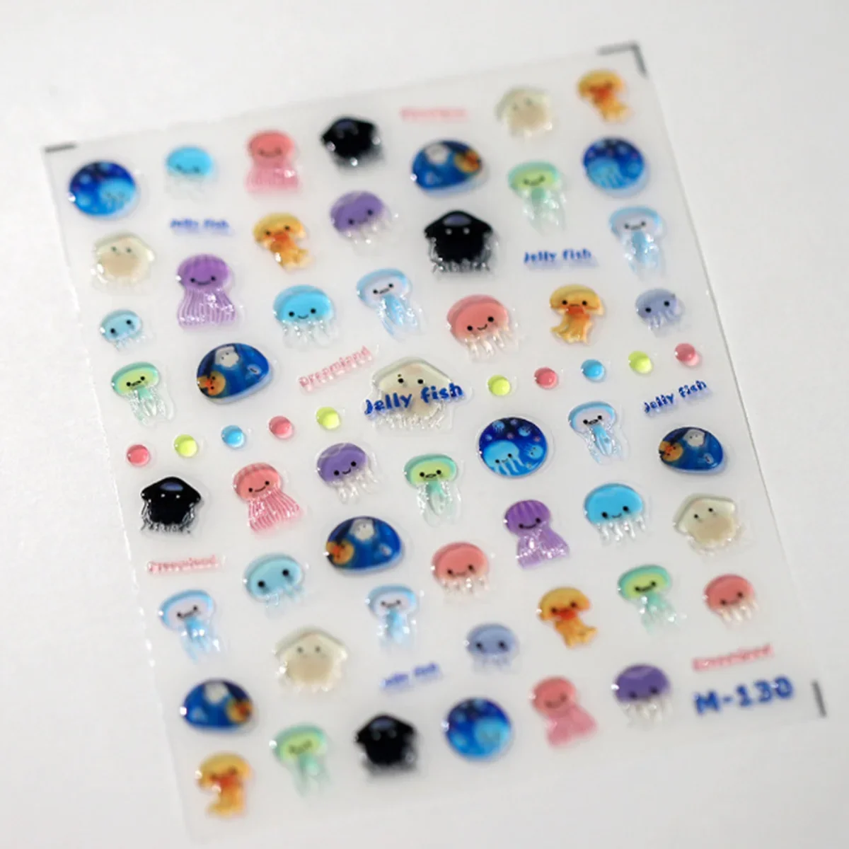 1pcs 5D Kawaii Jelly Series Nail Art Stickers Blue Jellyfish Adhesive Nail Art Decorations Stickers Hot Stamping Manicure Decals