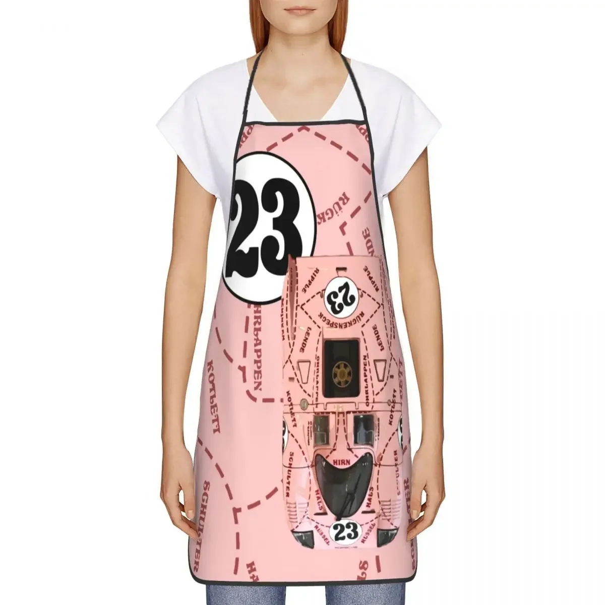 Classic Racing Livery Apron for Men Women 917 Pink Pig Sports Car Adult Unisex Kitchen Chef Bib Tablier Cuisine Cooking Baking