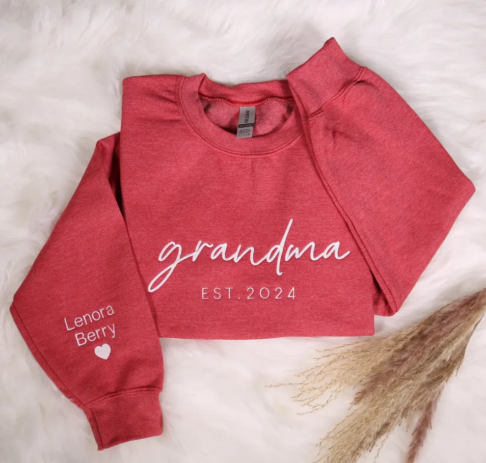 

Personalized Grandmother Est Hoodie, Nana Outfit, Birthday Gift For Grandma, Custom Grandma Embroidered Sweatshirt with Names