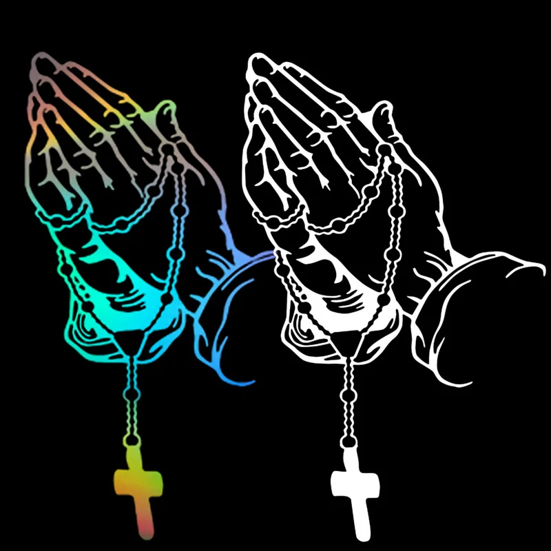 Colorful Car Prayer Gesture Laser Stickers Fashion Styling Auto Body Decoration Stickers Rear Windshield Decals Accessories