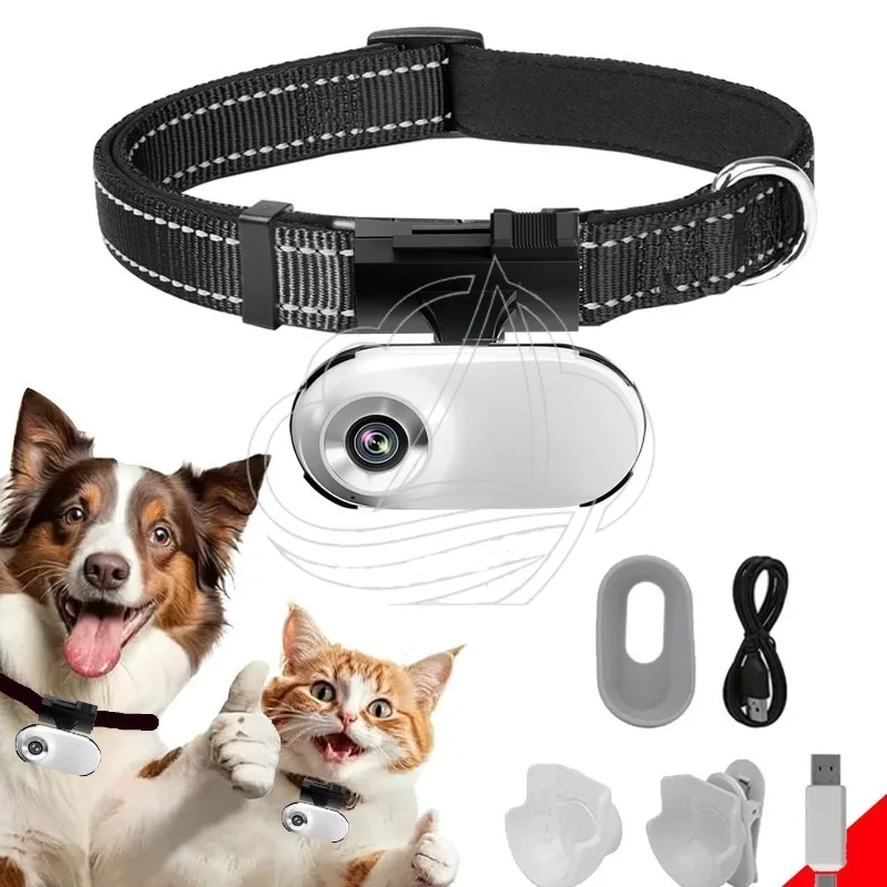 Mini HD Pet Collar Camera First View Pet Recorder Wearable Camcorder For Cats Dogs Daily Activity Recording