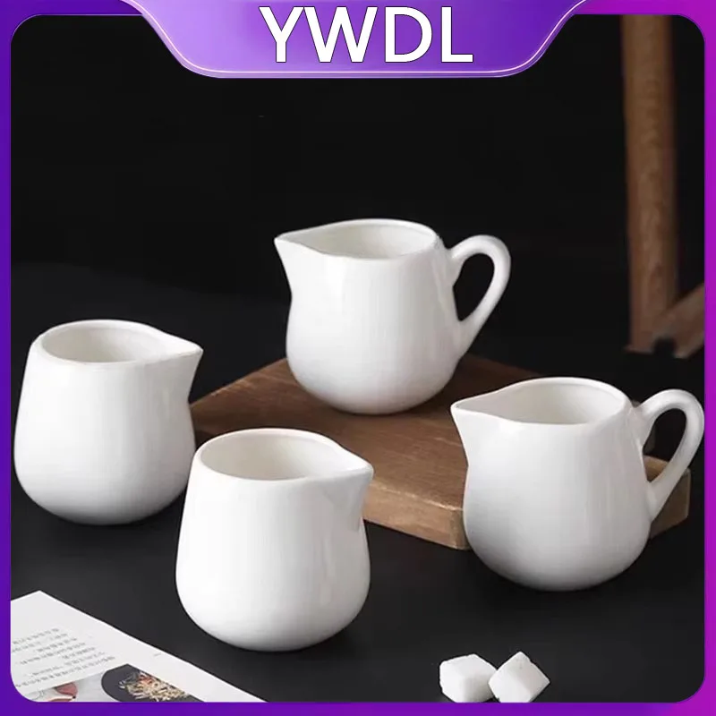 YWDL 50/100/220ML Ceramic Milk Jug Espresso Coffee Cream Jugs Kitchen Sauce Cup Serving Pitcher White Heat-resistant Milk Cup