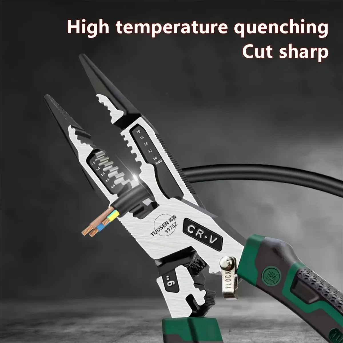 Pince à dénuder multifonctionnelle, pince à bec effilé, fil de coupe, sertissage, électricien, réparation, outils à main, 1PC