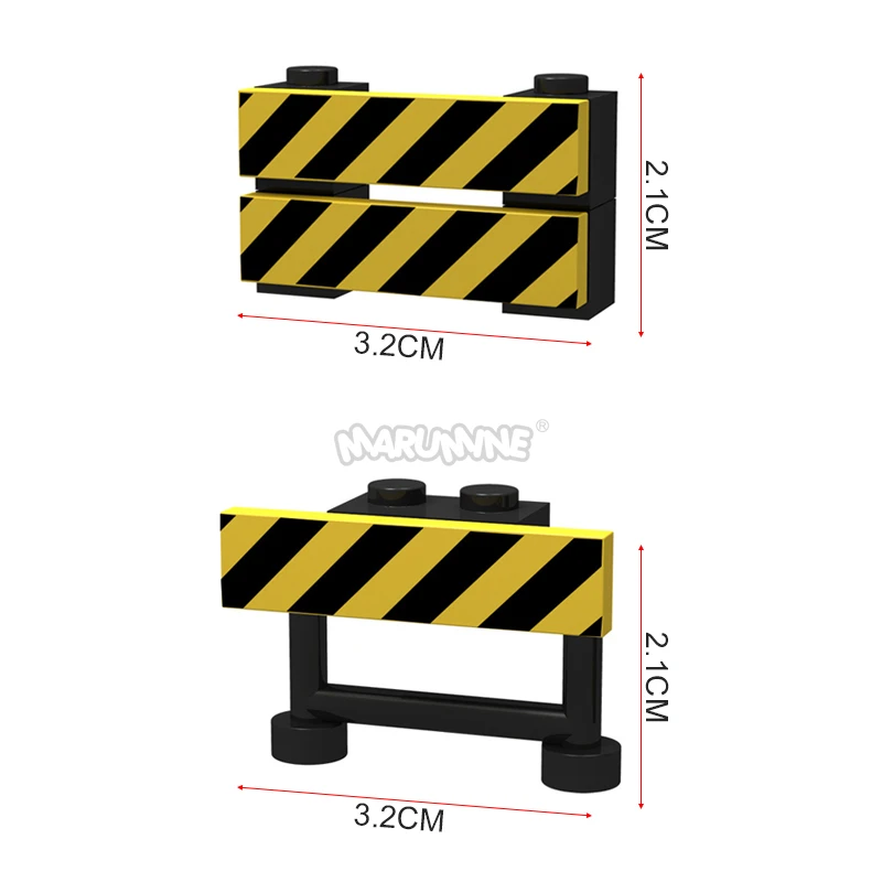 Marumine Traffic Road Sign Light Lamp MOC Block Brick Parts City Street View Building Accessories Barrier Speed Limit Warning