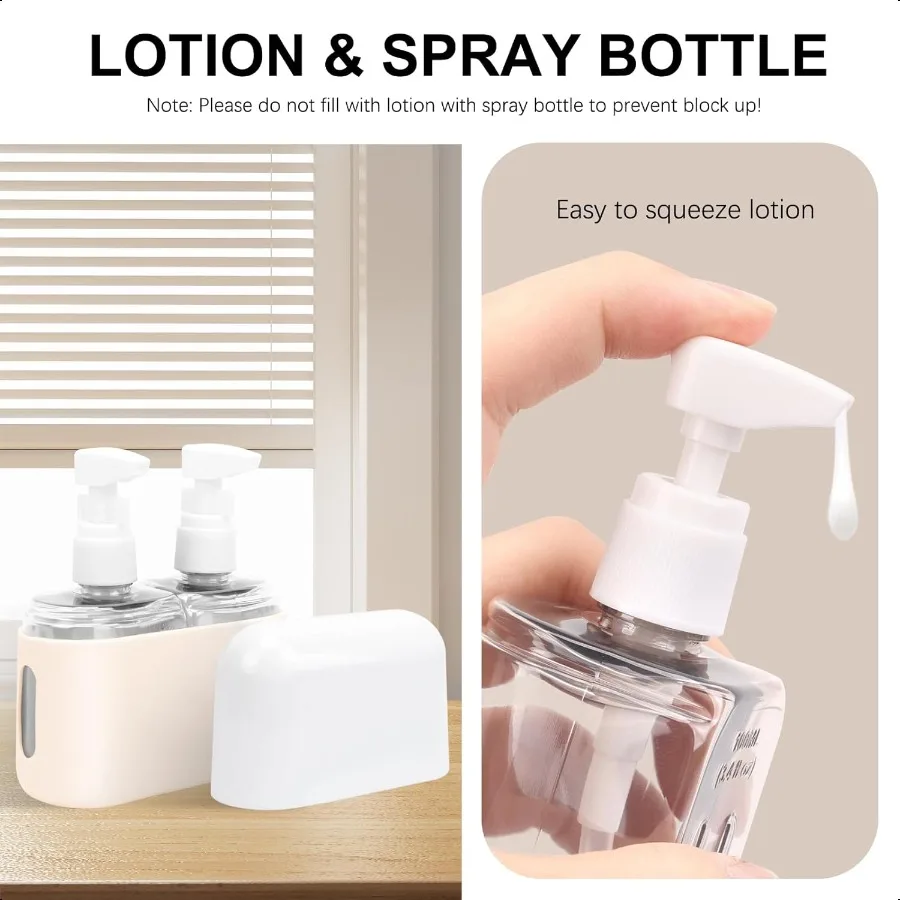 زجاجات السفر المقاومة للتسرب والقابلة لإعادة الملء ومعتمدة من إدارة الملاحظات بحجم السفر 2 في 1 حاويات زجاجات سائلة مع ملصقات ومضحكة