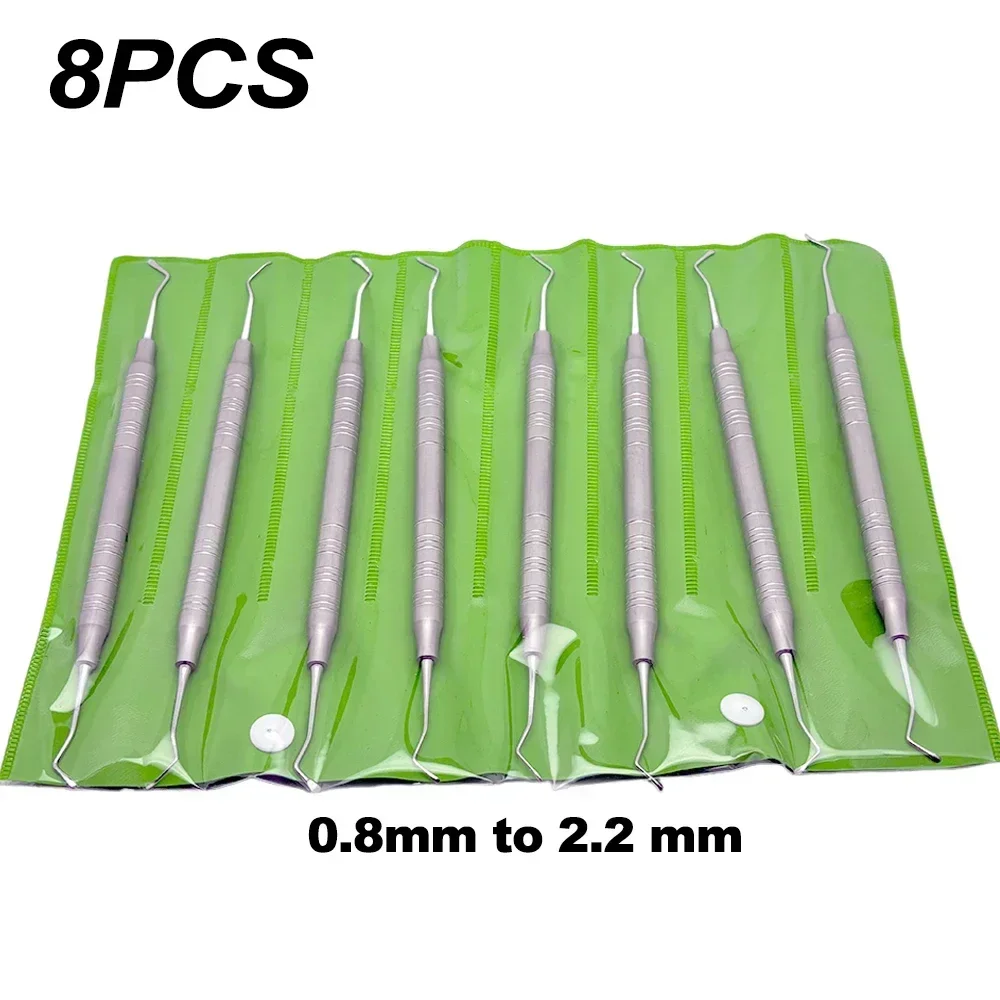 

8Pcs/set Dental Gracey Curette 0.8Mm To 2.2 Mm Periodontal Bone Curettes Perio Dental Tooth Cleaning Scaler Dentistry Tools