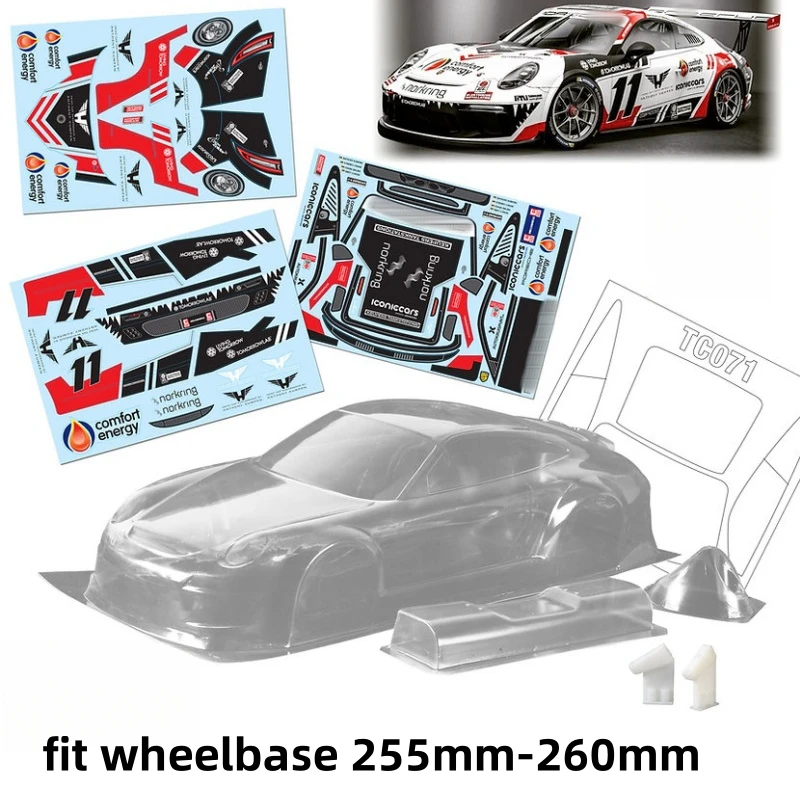 

1/10 911 RSR On Road Car shell Body 200mm Width for RC Drift Car 255mm-260mm Wheelbase Tamiya Kyosho Yokomo 3Racing hsp hpi mst