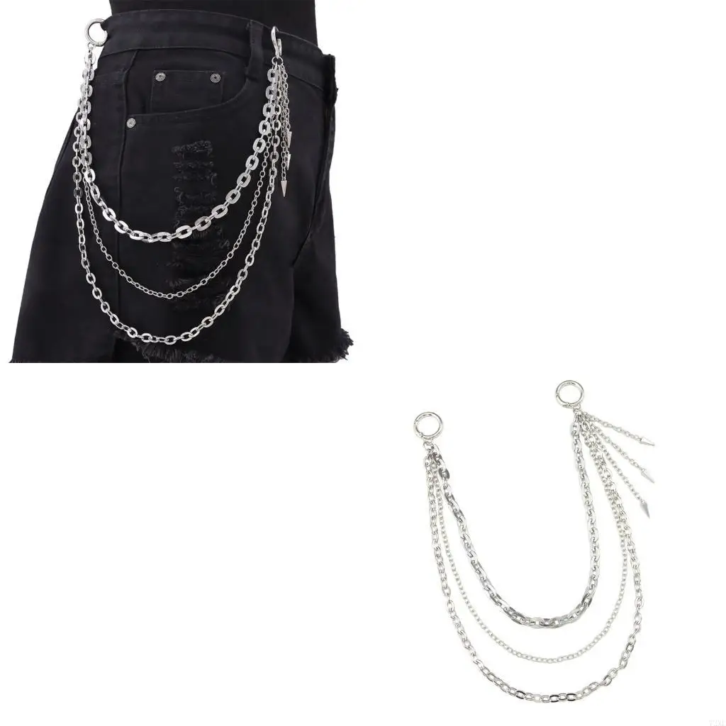 

72XE Metal Charm Pants Chain for Dancers Eboy Harajuku Jeans Side Punk Chain