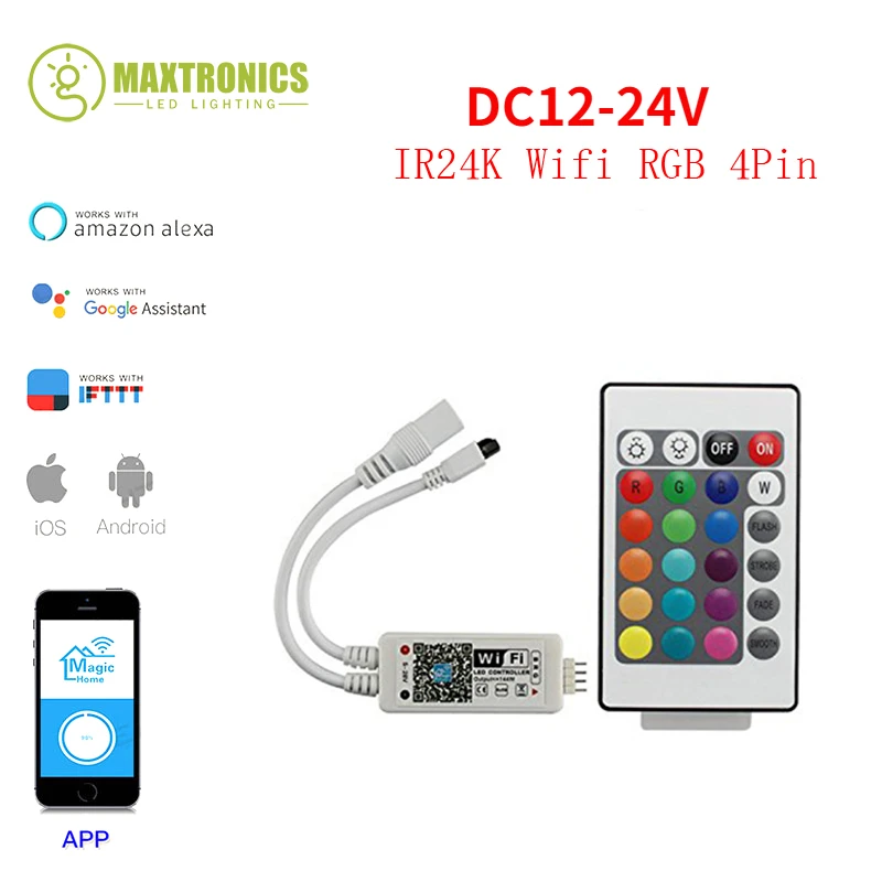 Magic Home DC12V-24V Bluetooth Wireless WiFi Controller,RGB/RGBW IR RF LED Controller for 5050 WS2811 WS2812B Pixel led strip