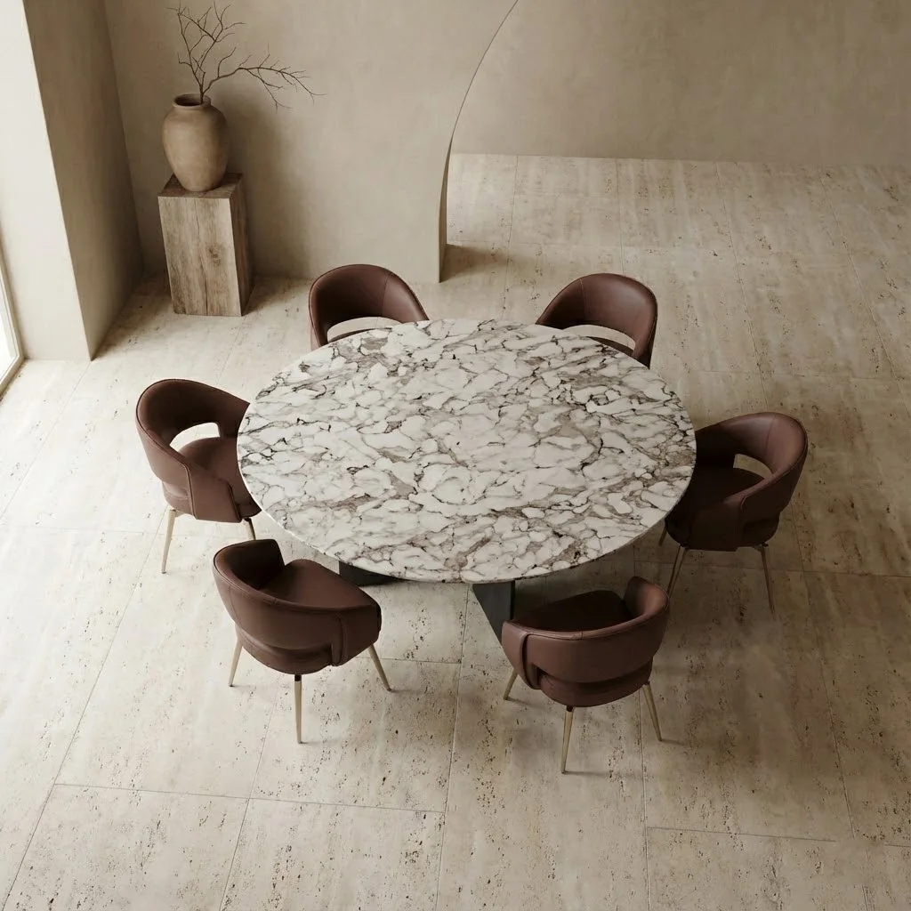 Modern Luxury White Marble Dining Table 6 Seater Black Stainless Steel Base For Hotel Restaurant