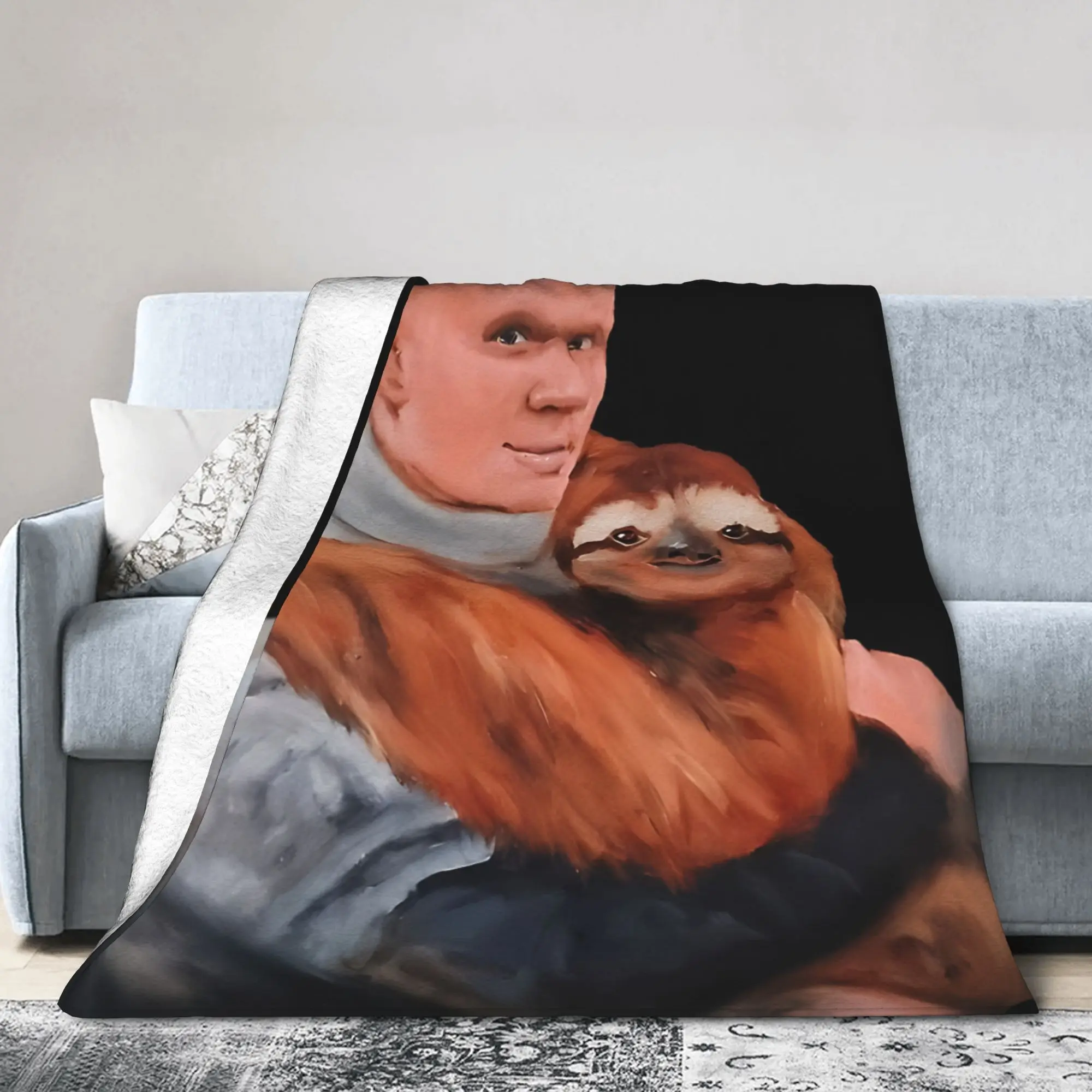 Haalands Sloth Blankets Coral Fleece Plush All Season Soccer Football Portable Throw Blankets for Bedding Car Plush Thin Quilt