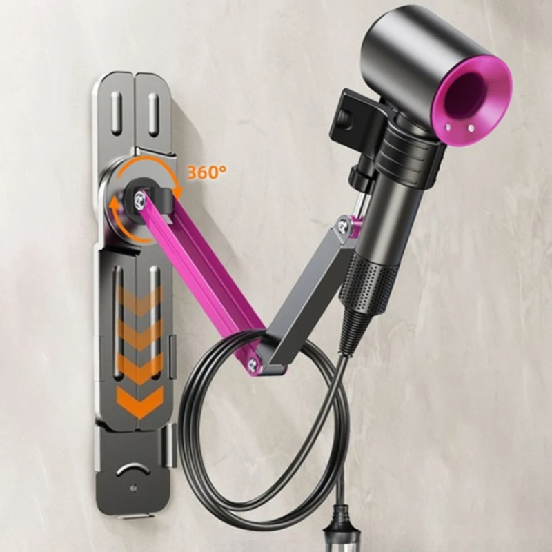 Hair Dryer Wall Mounted Racks Telescopic Adjustment Dryer Hanger Vertical Blow Hair Stand Bathroom Storage Support Dryers Rack