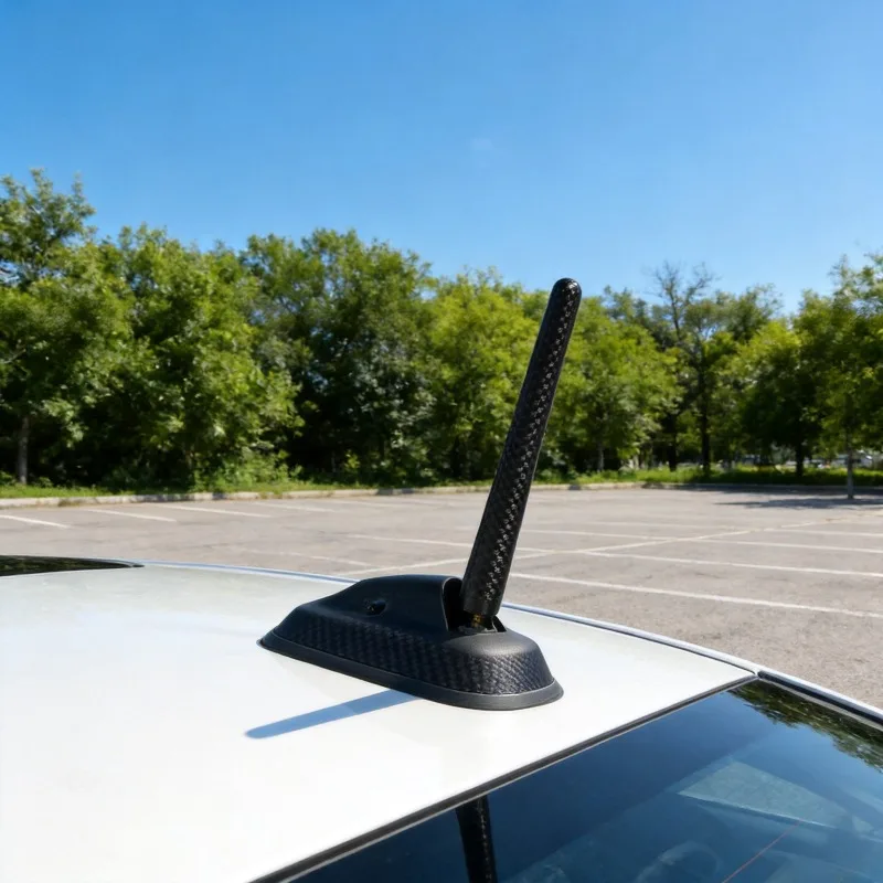 3.5cm 8cm 12cm Metal Short Roof Antenna Universal Carbon Fiber Black FM AM Radio Aerial For Vehicle Signal Reception