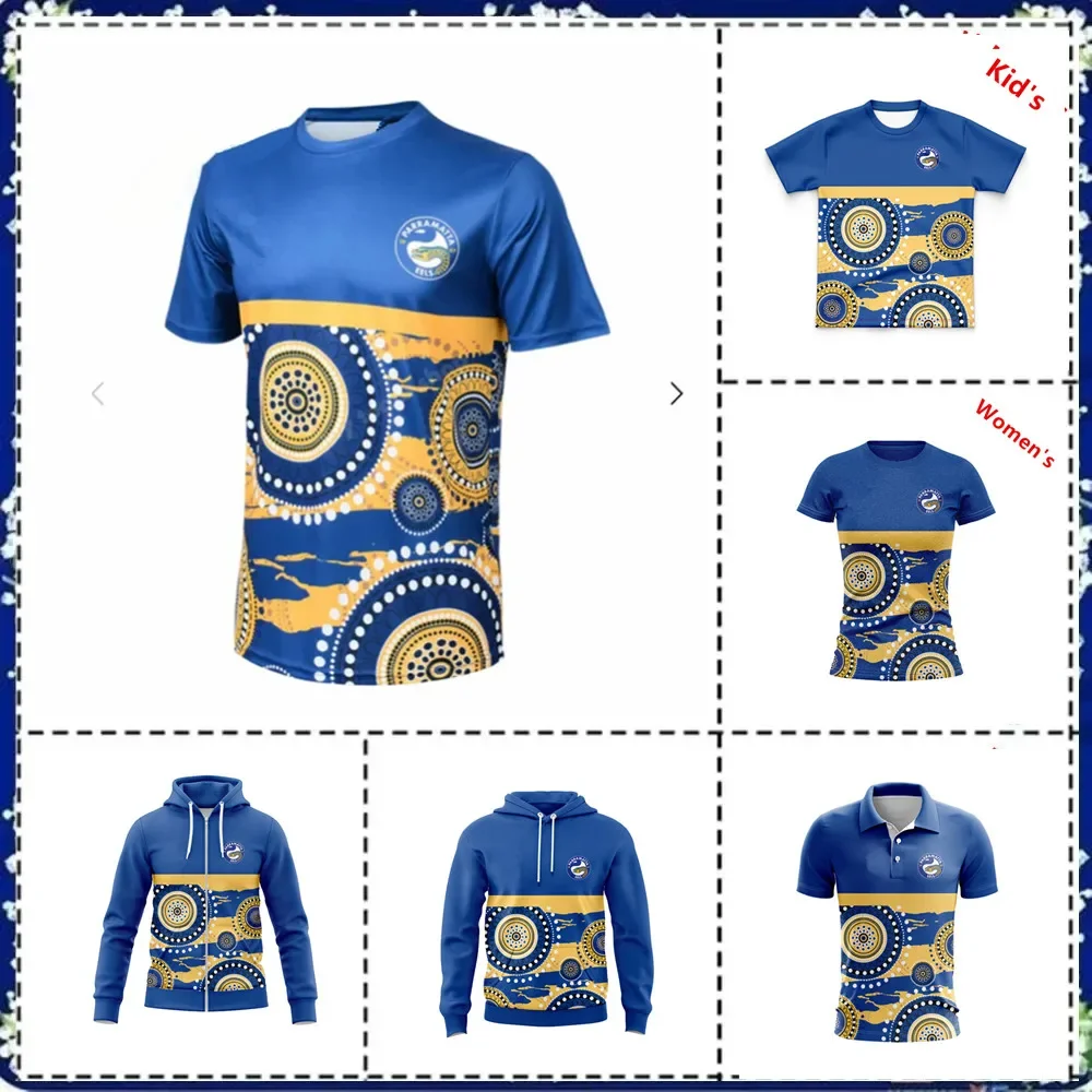 

2024 Parramatta Eels Indigenous training Rugby Hooded zipper Jersey Kids -Women's- Size: S-XL-5XL ( Print name and number )