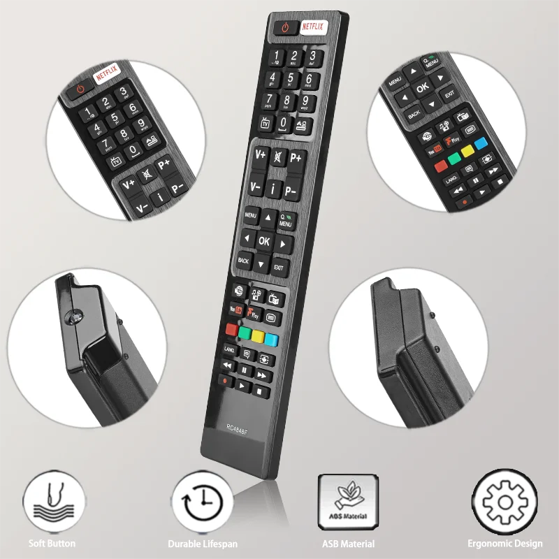 RC4848F For Hitachi Remote Control Replacement With NETFLIX YouTube Buttons , For Hitachi TV 24HBT55U 32HB6J61U 43HB6T72U