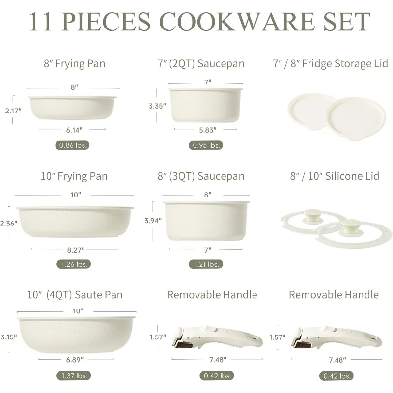 Pots and Pans Set Non Stick, Cookware Sets Nonstick, 11pcs Kitchen Set, Oven Safe