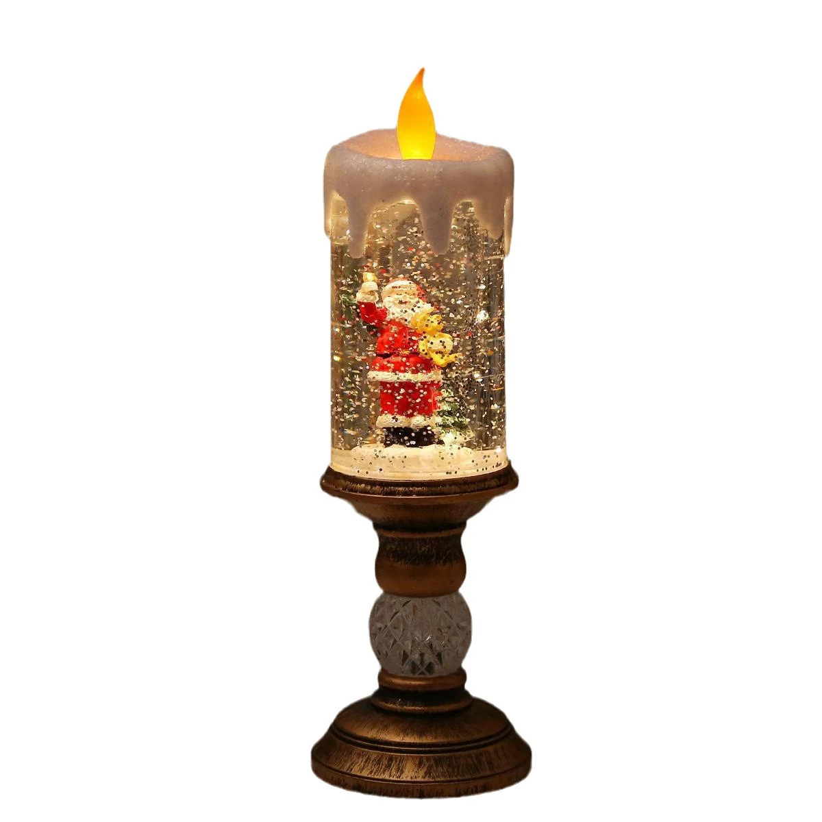 Christmas Decoration Electronic Candle Water Injection Christmas Scene Interior Crystal Snow Music Box