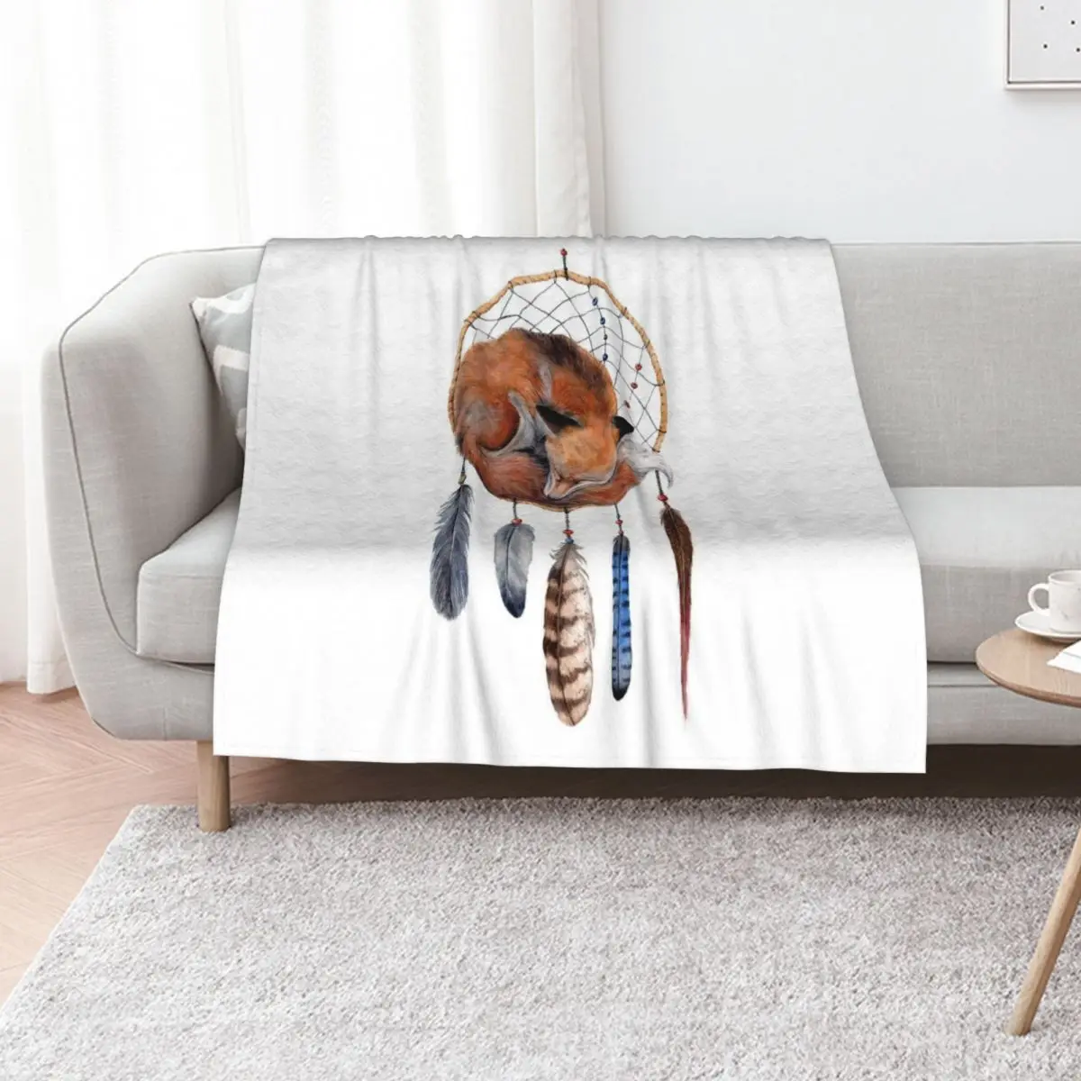 Fox Dreamcatcher Throw Blanket for sofa Vintage For Sofa Thin Blankets For Sofas bed plaid Beach Blankets