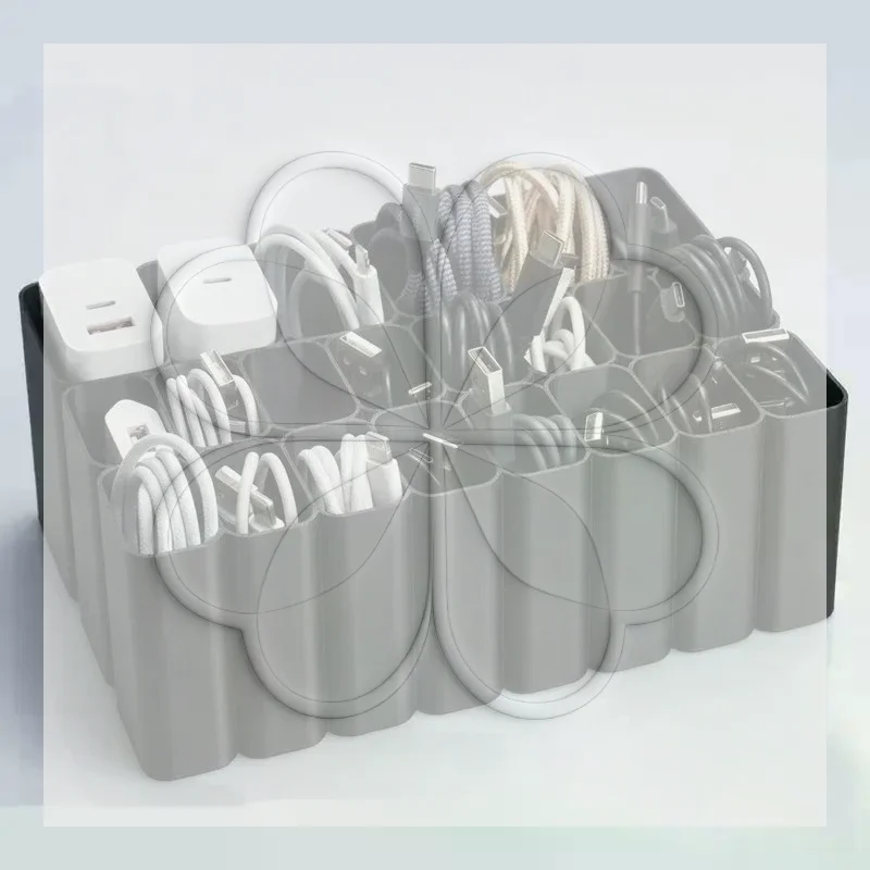Grids Cable Storage Box Child-Proof Desktop Wire Management Organizer for Home Office Desk Perfect Gift