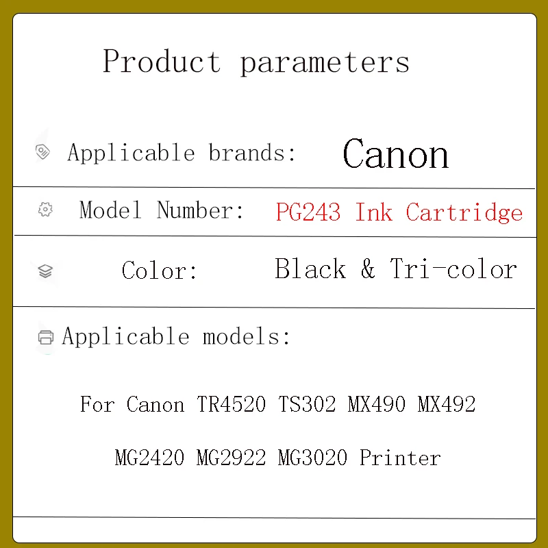 PG243 243XL CL244 244XL Smart Ink Cartridges Refill Kit TR4520 TS302 MX490 MX492 MG2420 MG2922 MG3020 Printer