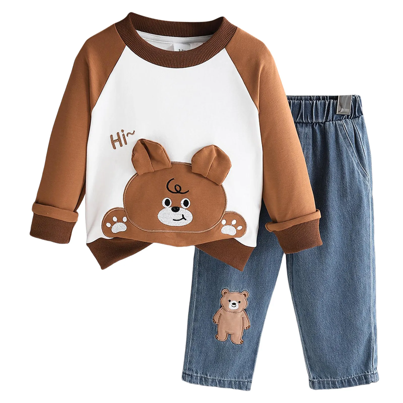 

Big Fit Girl Toddler Baby Girl Clothes Long Sleeve Hoodie Crewneck Sweatshirt Denim Jeans Pants Fall Winter Baby Baby Set Girl