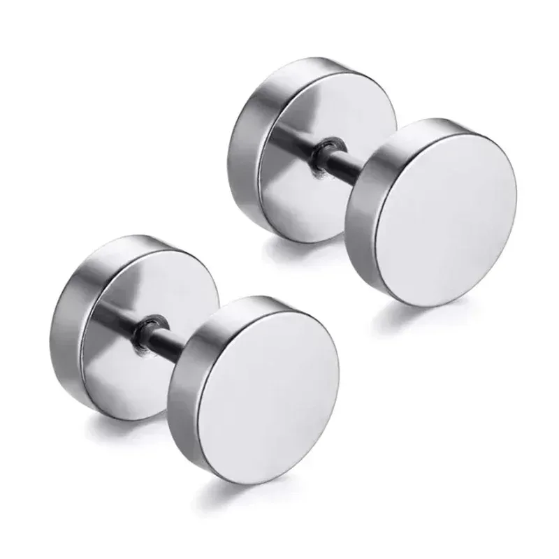 1Pair Stainless Steel Round Circle Stud Earrings For Men Women Not Fade Ear Rings Jewelry image 3