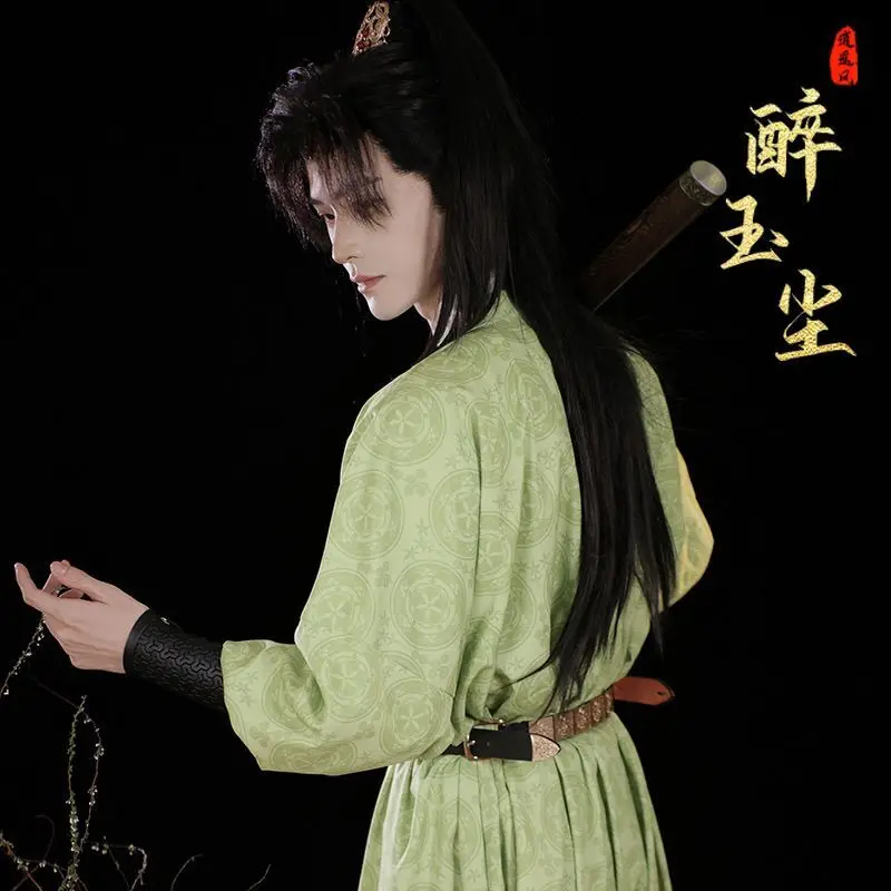 3 Buah Kostum Jubah Sutra Tiongkok Hanfu Pria Dinasti Tang Jubah Kerah Bulat Panjang Kuno Set Hanfu Tari Etnik Antik Pria Wanita