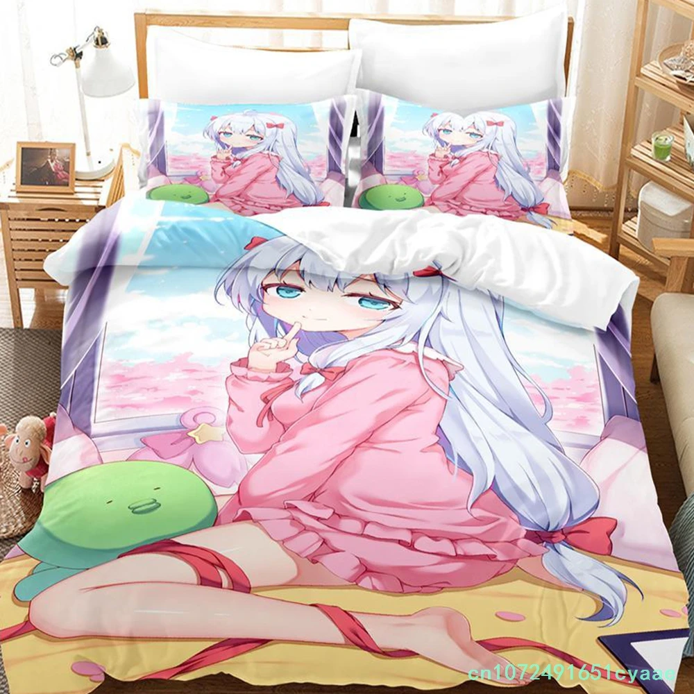 New Sagiri Izumi Bedding Set Cartoon Anime three-piece Set Adult Kid Bedroom Duvetcover Sets 3D Kawaii Girls