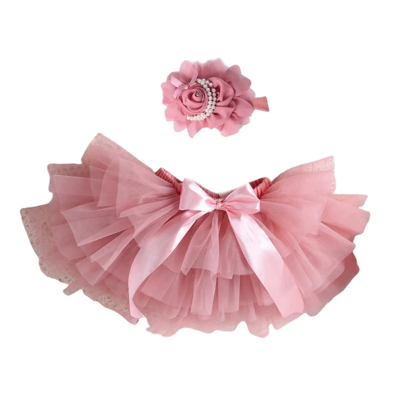 

Newborn Photo Props Flower Hairband Tulle Skirt 0-3Month Baby Photography Clothes