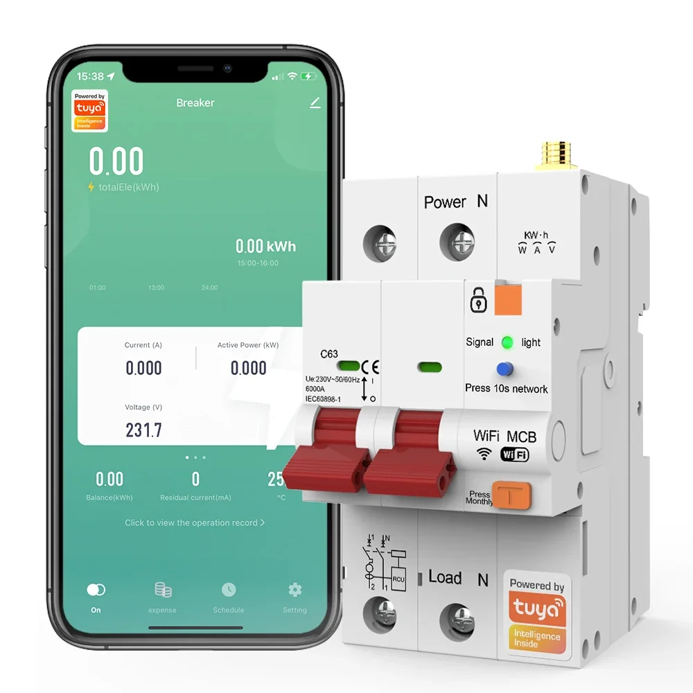 

SMATRUL leakage Short Circuit Protection Timed Smart Reclosing Switch Remote Control 63A Tuya Wifi Smart Circuit Breaker