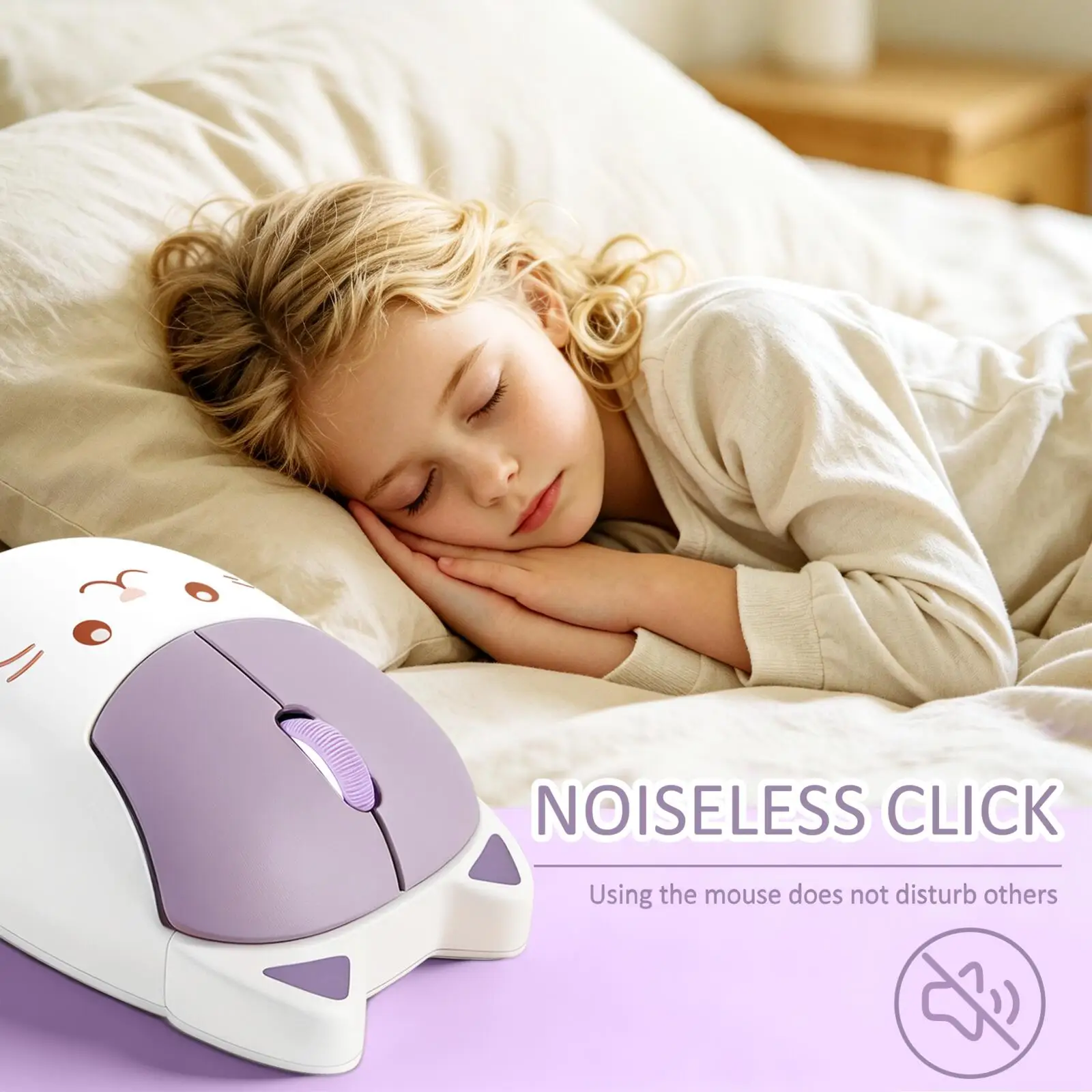 Cute Pet Kitten Wireless Mouse Dual Mode Silent Bluetooth+2.4G Cat Computer Mice For Laptop PC Tablet Office Girl Gift