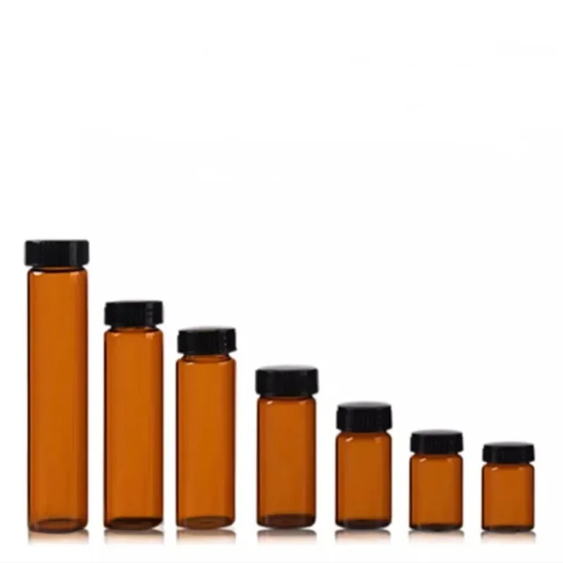2ml To 60ml Amber Small Medicine Bottles brown Sample Vials Laboratory Powder Reagent bottle Containers Screw Lids
