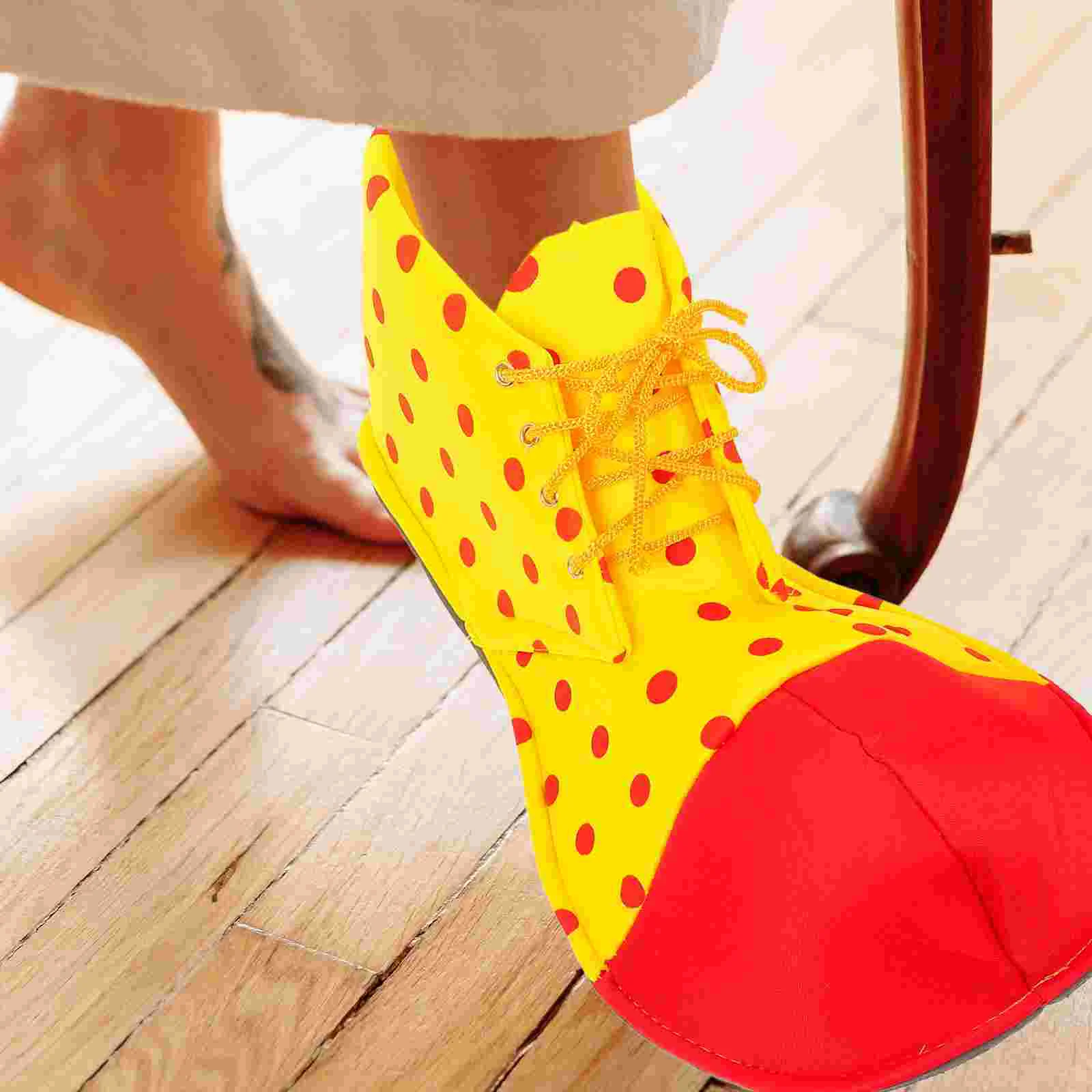 A Pair of Average Size Clown Shoes Dot Halloween Costume Clown Shoes for Women Men (02) clown shoes adult men