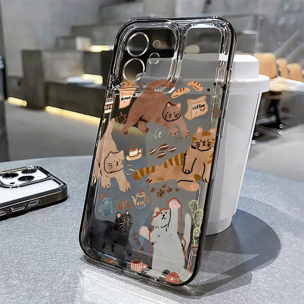 Funda de Silicona con Diseño de Gato para iPhone 16 17 Pro 15 13 12 11 14 Pro Max 7 8 Plus Air 16e XR SE 2022, Antigolpes, Suave