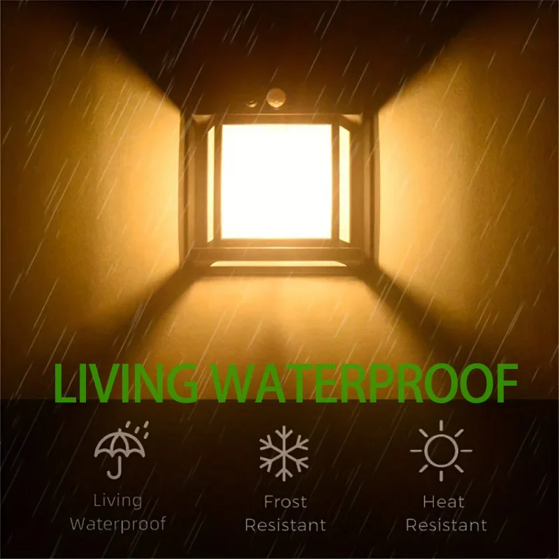 LED ضوء الشمس مقاوم للماء الجدار مصباح محس حركة فناء حديقة الإضاءة الديكور ضوء الشمس الطاقة الشمسية ساحة التنغستن مصباح #3