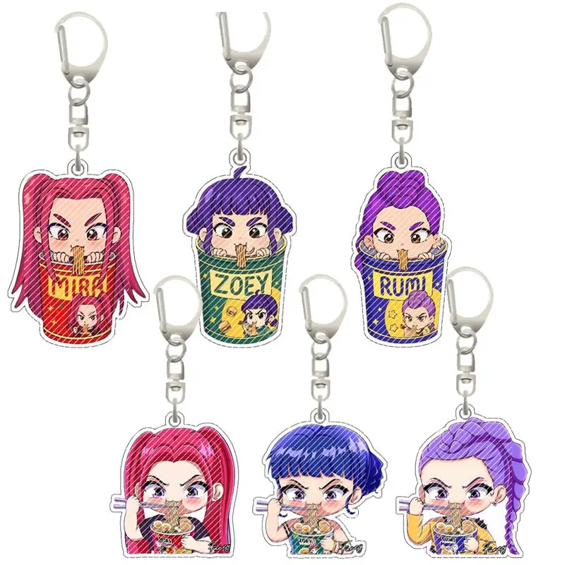 

Anime Popular Kpop Tv Demon Hunters Keychain Huntri-x Saja Rumi Zoey Jinu Ramen Keyrings - Bag Accessories Jewelry Fans Gift