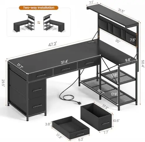 L Shaped Gaming Desk, 47.2