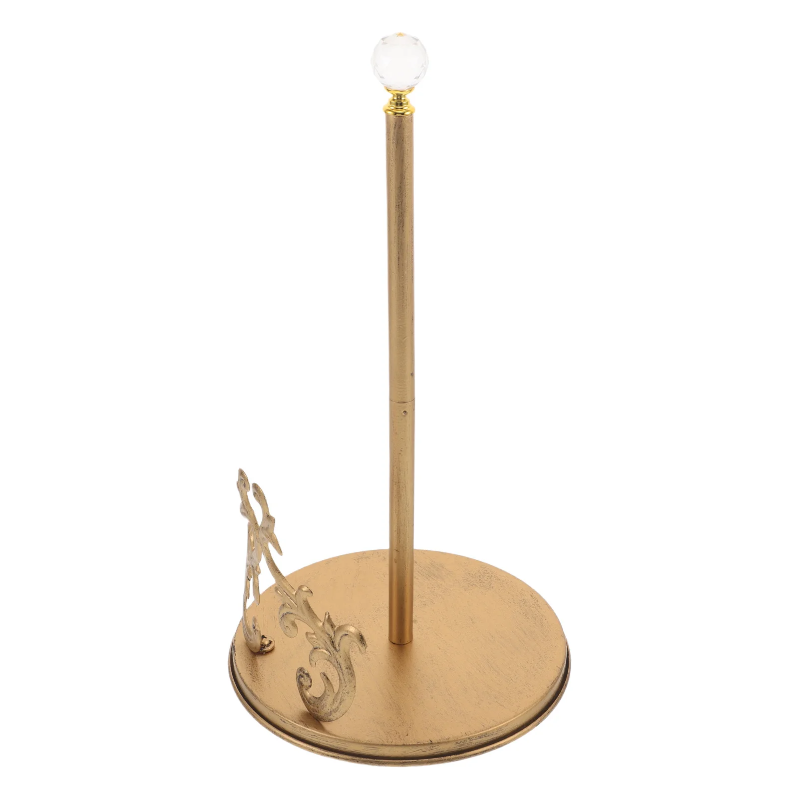 

1pcs Kitchen Storage Rack Retro European Iron Paper Towel Holder Crystal Ball Decor Freestanding Countertop Tissue Organizer