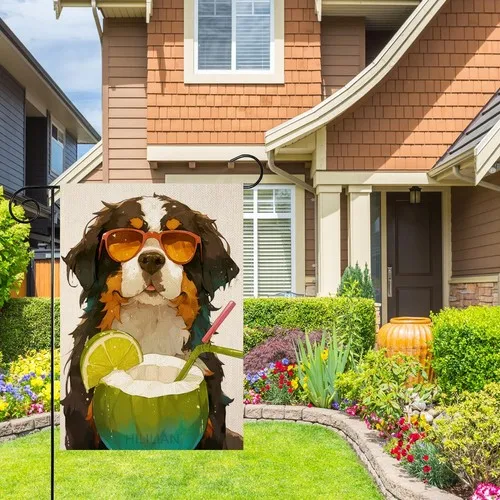 Welcome Summer Bernese Mountain Garden Flag Double Sided Outside, 12x18 Inch XXQ