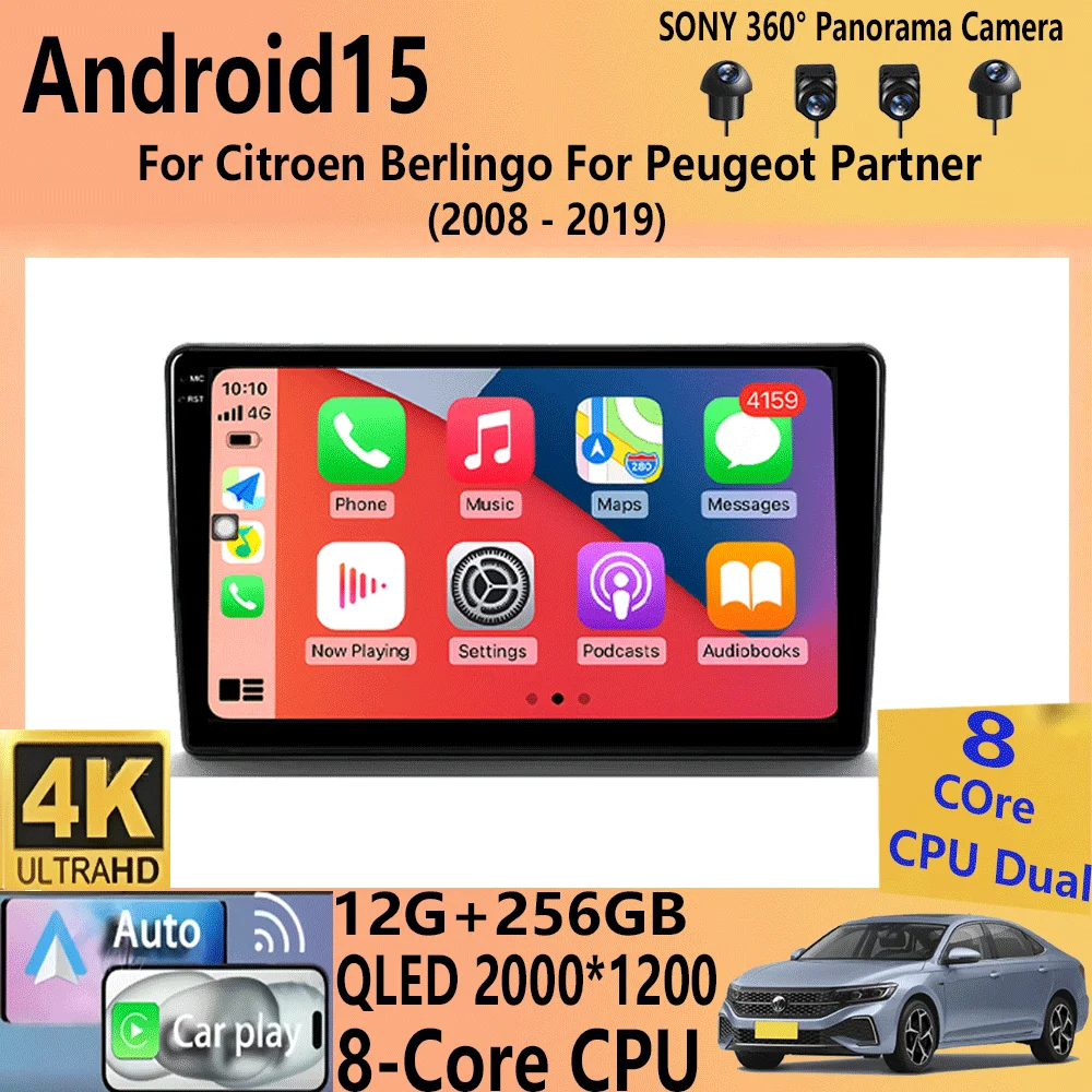 

Car Radio Android15 Carplay For Citroen Berlingo For Peugeot Partner 2008 - 2019 Navigation GPS Multimedia Player WiFi BT stere