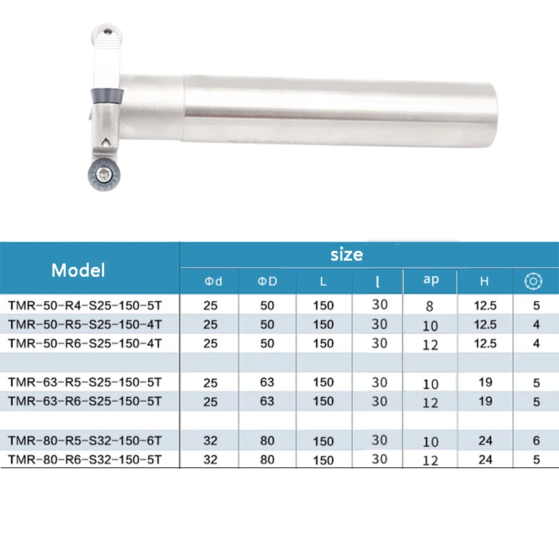 BEYOND TMR Round Nose R2.5 R3 R4 R5 R6 30R2.5-C16-150 T-Slotting Cutter RDMW RCMT RPMT C25 Milling CNC Grooving Carbide Inserts