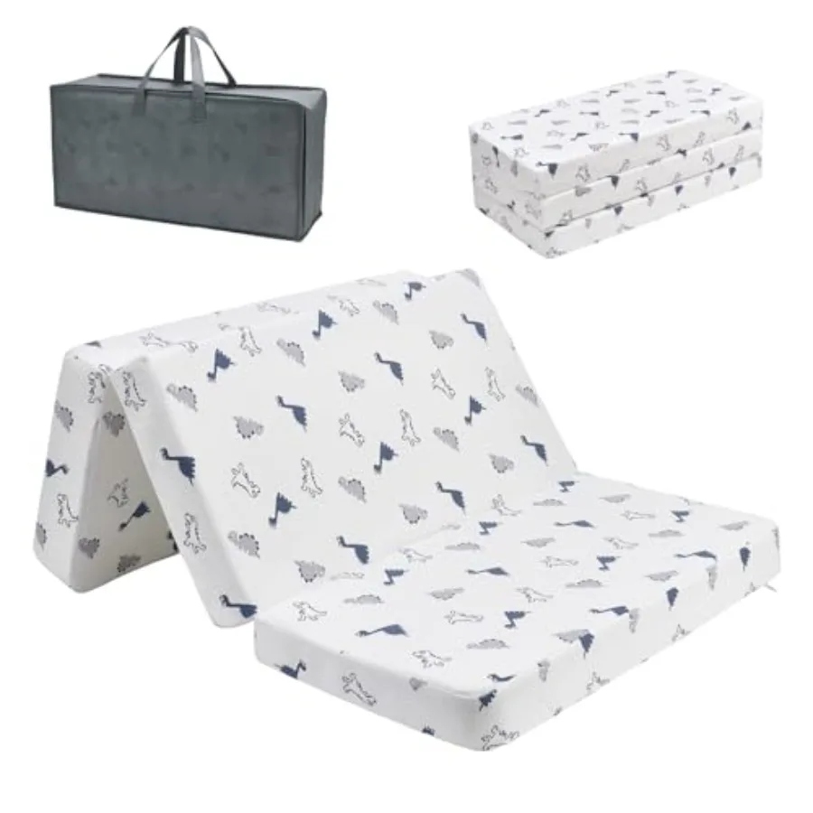 

Trifold Pack and Play Mattress 38'' x 26'' x 3'', Portable Mini Crib Playpen Mattress for Baby, Soft Memory Foam Pack N Play Ma