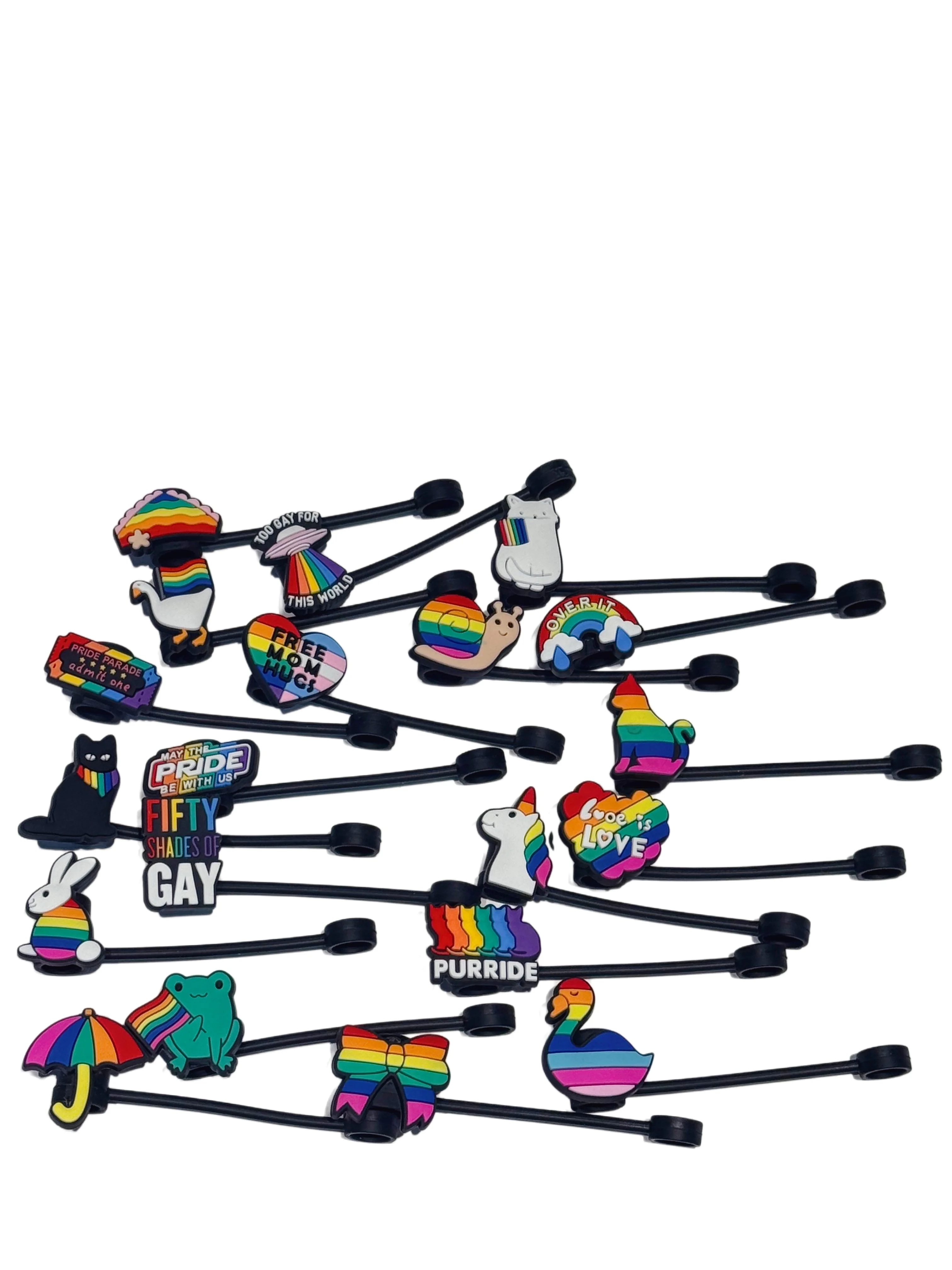 1-20Pcs Rainbow Free Mom Hugs LGBTQ Lid Accessories Straw Cover Cap For Cup Reusable 10mm Straw Topper Compatible 30&40 Oz