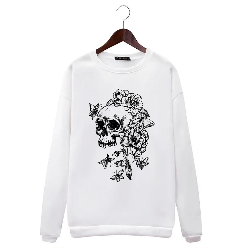 Gothic Punk Retro Harajuku Hip-hop Street Hoodies Trendy Casual Loose Versatile Sweatshirt Creative Skull Pattern Print Pullover #2