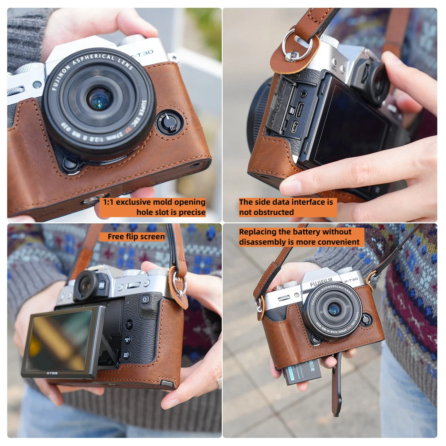 Genuine Leather Camera Protective Case for Fujifilm XT30iii/XT30ii/xt30 Camera Bag XT50 Camera Case XE5 Base Shoulder Strap