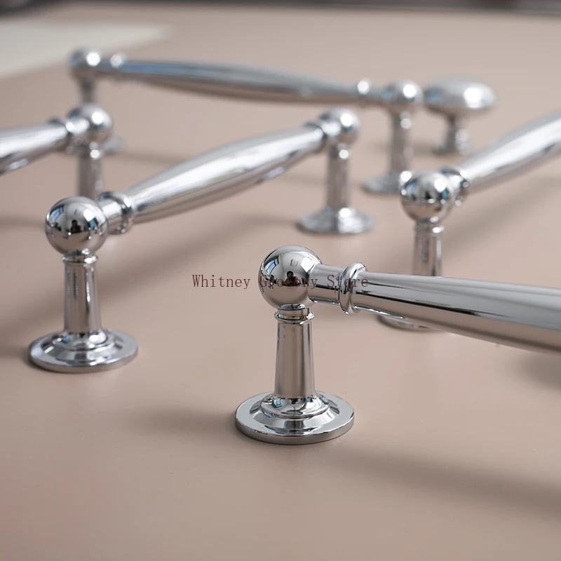 Furniture European Italian high-end solid pure brass silver electroplating French wardrobe medieval furniture drawer strip handl